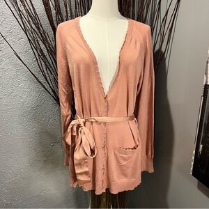 🌸NWT ELLE BLUSH PINK CARDIGAN SWEATER WITH SATIN BOW🌸